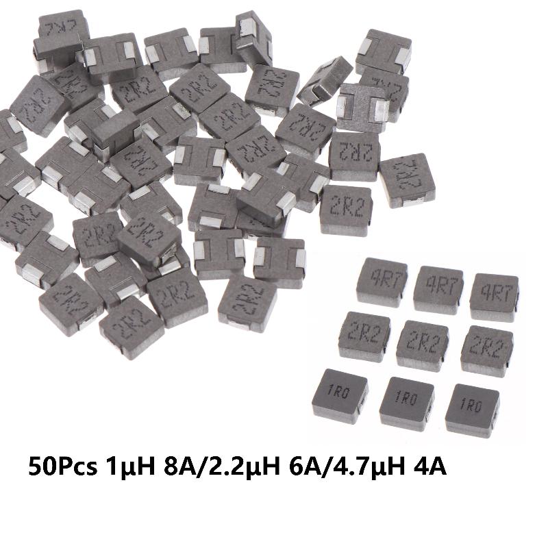 50Pcs 1Uh 2.2Uh 4.7Uh Integrated Mold Smd Inductor High Current Inductors For Pcb Circuit Electronic Power Supply Repair