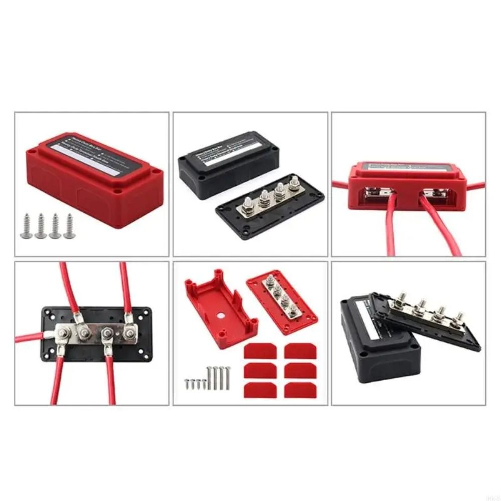 300A Connection Box Black Red RV Busbar Box Power Distributor  For Vans, RVs, Yachts, Etc.