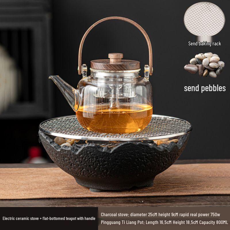 MZ Electric Ceramic Tea Stove with Glass Teapot Set