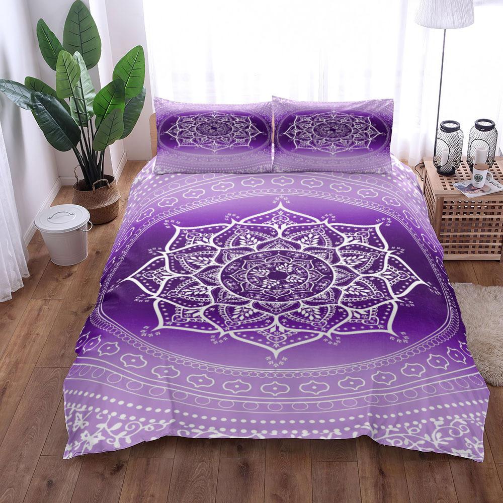 Purple Mandala Duvet Cover Set Bedding Set 3-piece Duvet Cover Set