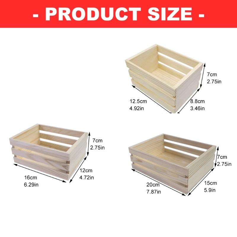 Miniature Wooden Nesting Boxes Set of 3 Size Rural Pine Storage Containers Box For Home Kitchen Bedroom Office Use