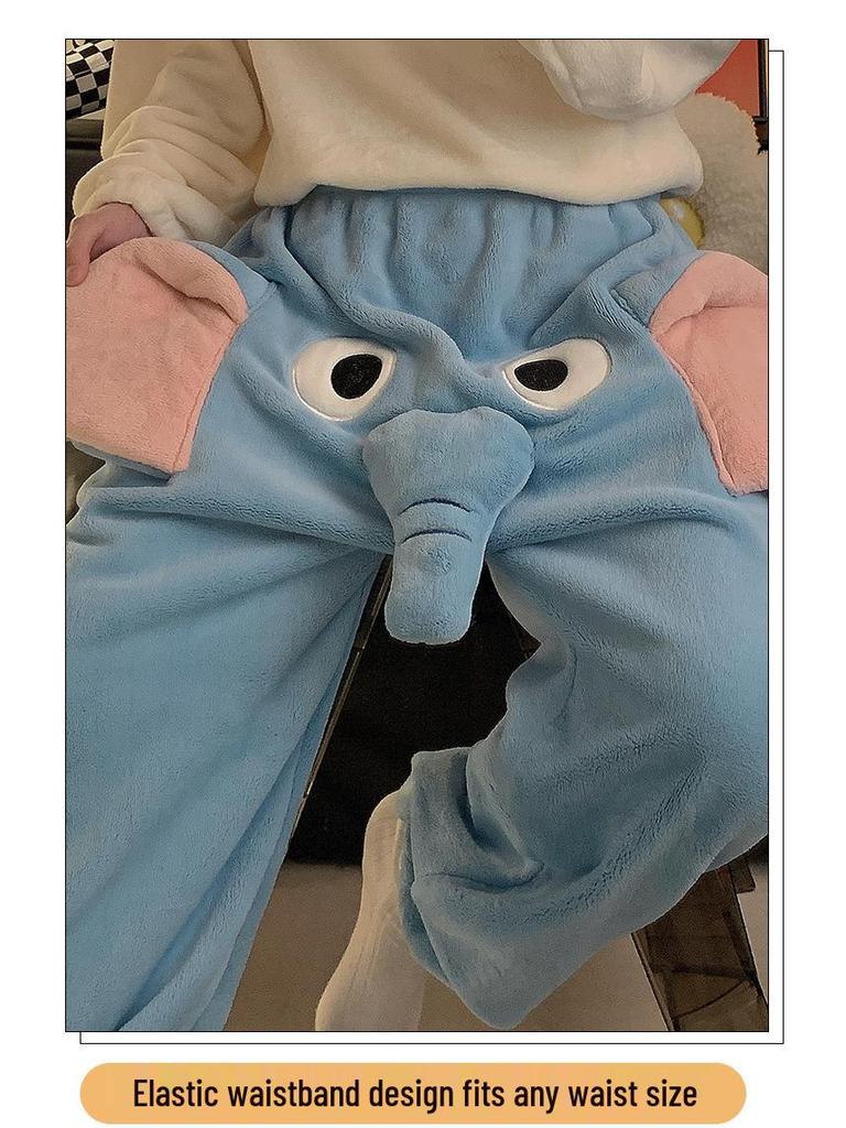 Podzimní/Zimní 3D Roztomilé Sloní Vzor Spací Kalhoty - Unisex, Volný Střih, Ležérní