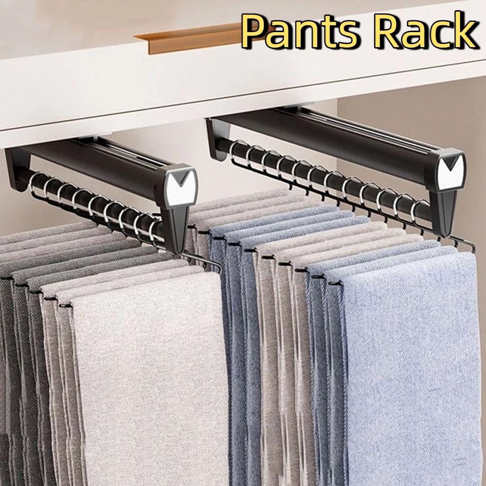 Heavy Duty Pull-out Pants Rack Hanging Trouser Storage Rack Durable Clothes Storage Rod  Daily Use