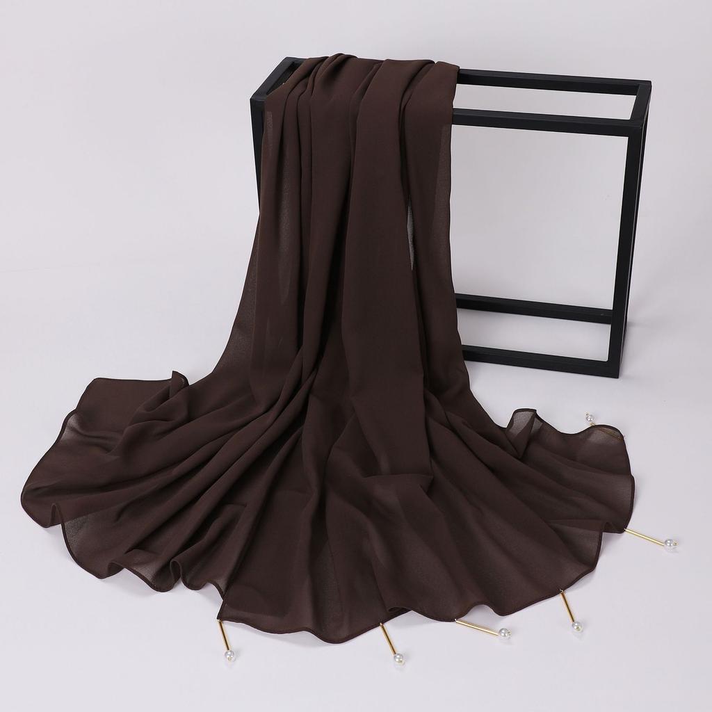 New Handmade Pearl Chiffon Scarf With Copper Tube For Women
