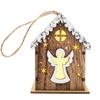 Christmas LED Light Wooden House Luminous Cabin Merry Christmas Decorations for Home DIY Xmas Tree Ornaments Kids Gifts
