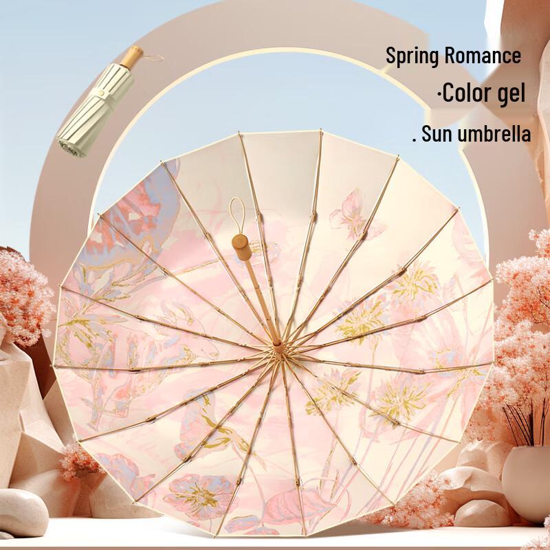 Mido 16-Rib Folding Sun & Rain Umbrella