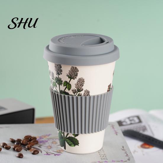 Travel Cup 470ml Coffee Mug Decal Design Insulation Portable Milk Bottle Bamboo Fiber Degradable Water for
