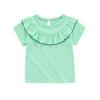 Summer Children's Ruffled T-shirt Round Neck Casual Top For Girls