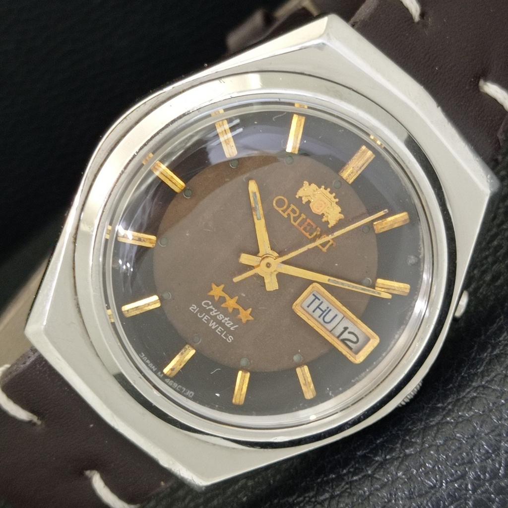VINTAGE ORIENT CRYSTAL AUTOMATIC 46941 JAPAN MENS ORIGINAL DIAL WATCH A700718-5 R204-a700718