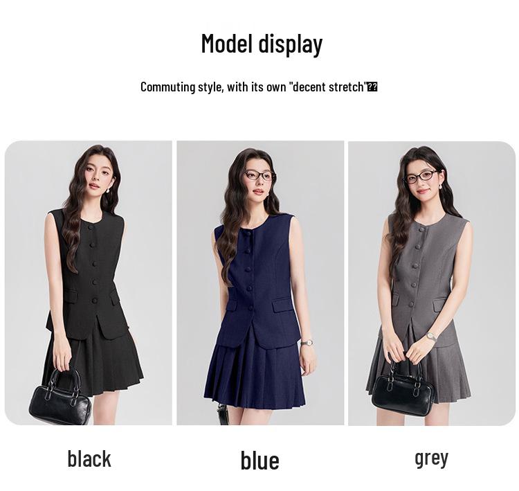 Damen Petites Grau West & Rock Set - Schmal geschnitten, Professionell, Frühling/Sommer Stil
