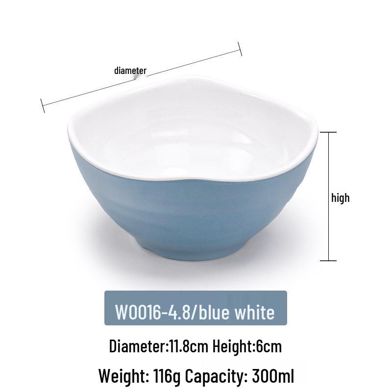 Melamine Imitation Porcelain Square Plastic Bowl for Restaurants and Hotels - Perfect for Fast Food, Barbecue, Bibimbap, and Desserts.