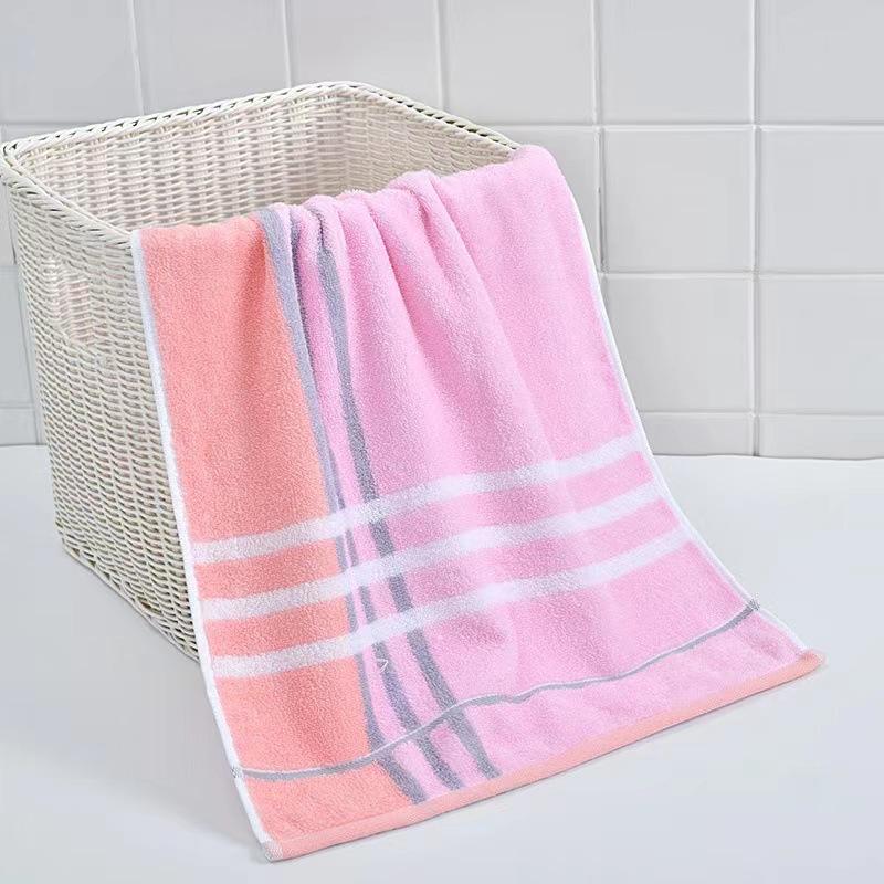 Pure cotton towel, striped plaid, soft water absorption, household adult face towel, gift