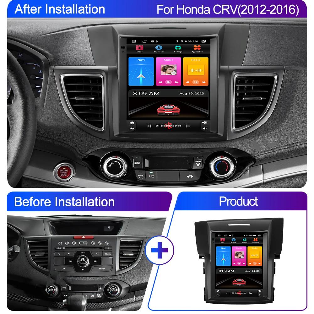 Tesla Style Car Radio For Honda CRV CR-V 2012-2016 Multimedia Video Play Carplay GPS Navigation Stereo Android