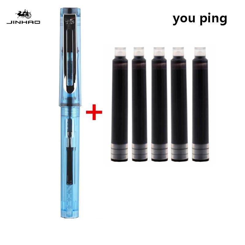 New Jinhao Transparent Colour Business Office Fountain Pen Student School Stationery Supplies