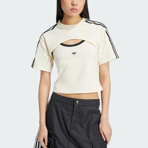 Adidas Originals Cali Tee Drop Shoulder Sleeve T Shirt Women's Ivory/BlackJJ3090