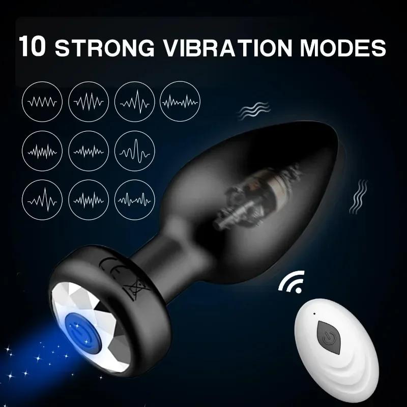 Anal Plug Vibrator for Men Butt Plug Portable Massager Wireless Remote Control Dildo Vibration Sex Toys for Male Adult Toys