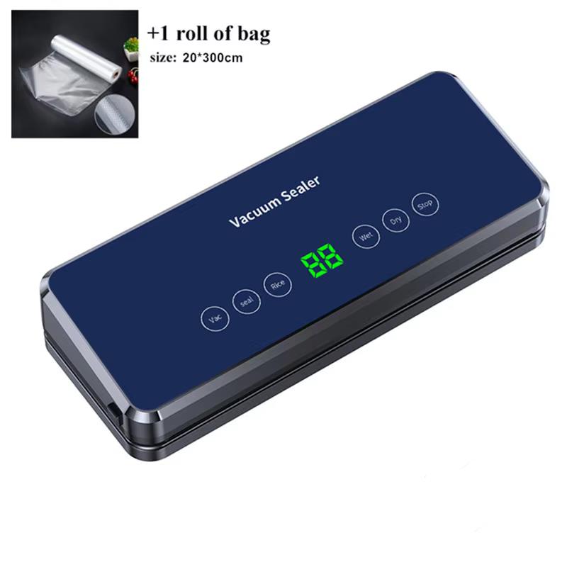 

Настольная электрическая вакуумная машина 30 см запайка встроенный резак рулонный пакет кухня овощи и мясо упаковка запайка сохранение продуктов US Plug темно-синий
