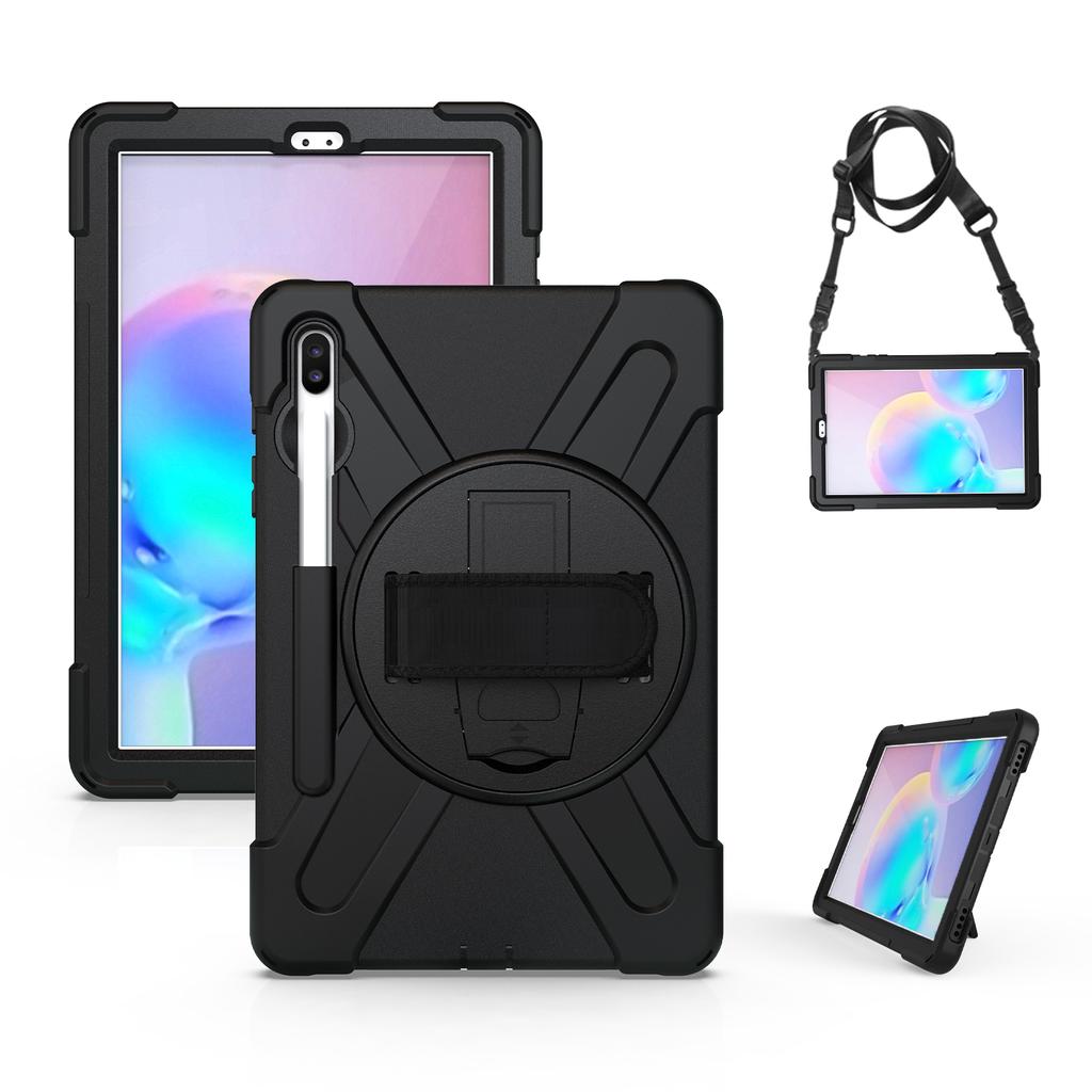 360 Rotatable Stand Case For Samsung Galaxy Tab S6 10.5inch 2019 SM-T860 SM-T865 SM-T867 Hybrid Cover With Hand & Shoulder Strap