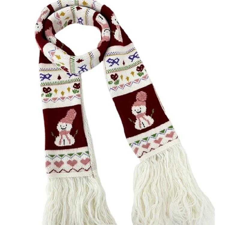 

Women s Fashion Knitted Scarf Light weight Neckerchief Modern Snowman Scarves for Keeping Warm and Stylish червоний