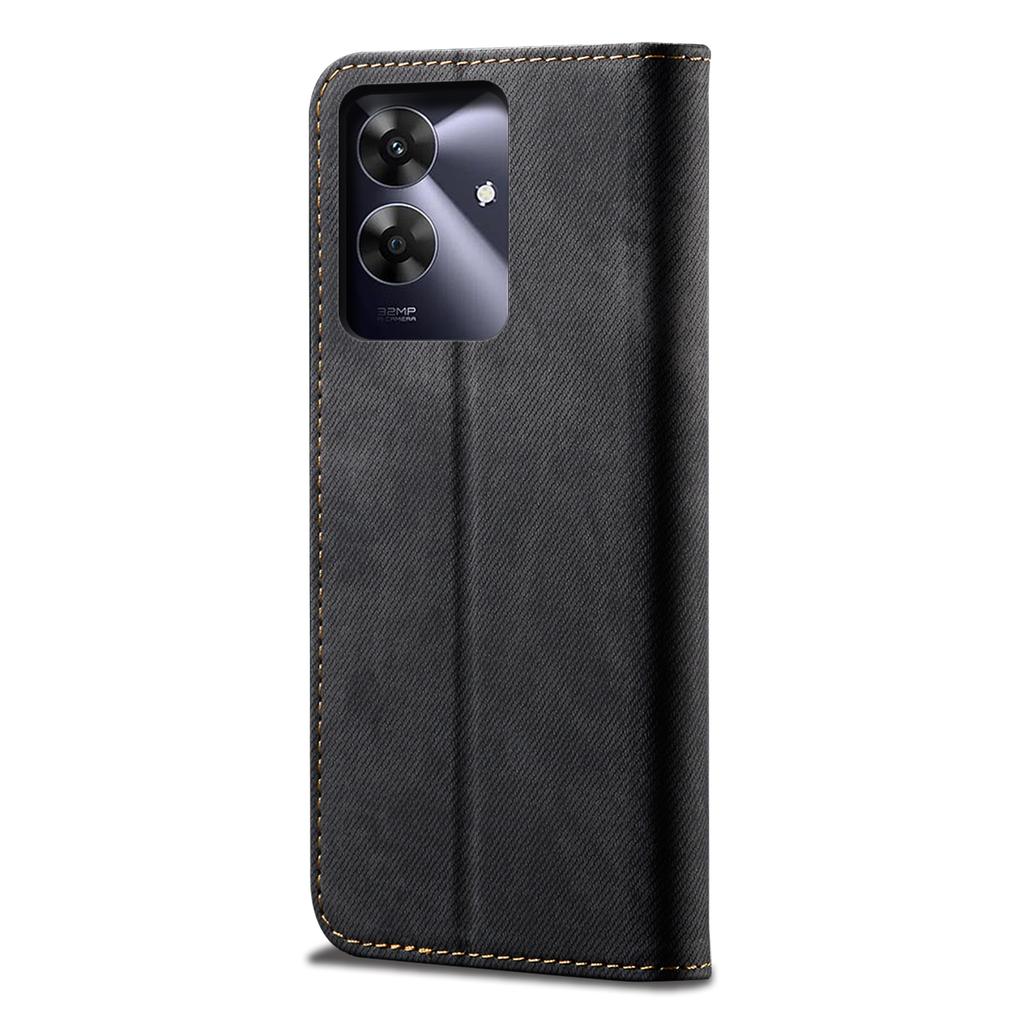 For Realme Note 60/Narzo N63 4G/C61 (India) 4G/Note 60x 4G/C63 4G/C61 4G Case Jeans Cloth Texture Leather Stand Phone Cover