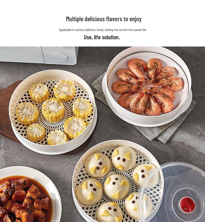 Microwave Steamer Box: 1 or 2 Layers for Dishes and Dumplings