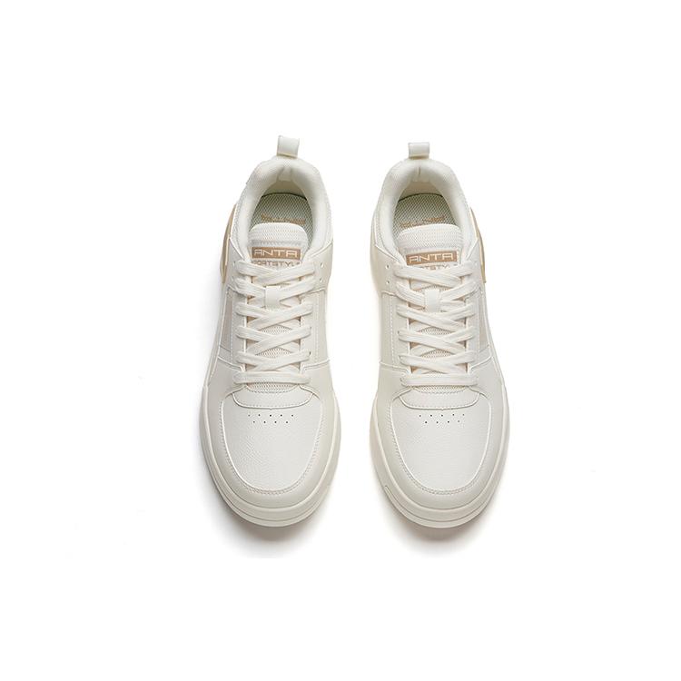 Anta Life Collection Slip Resistant Abrasion Resistant Low top Skateboard Shoes Men's White Brown 912138005-3