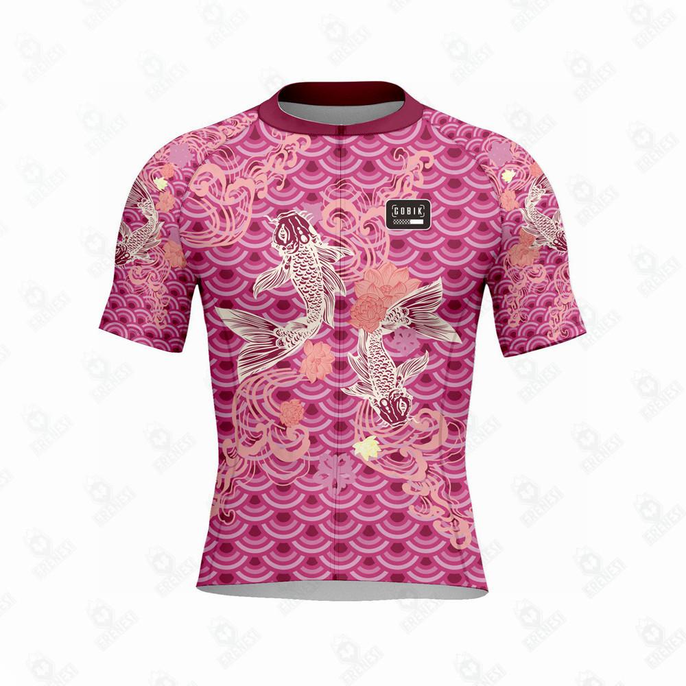 Summer short-sleeved red koi fish material cycling suit set moisture wicking function rider XXS