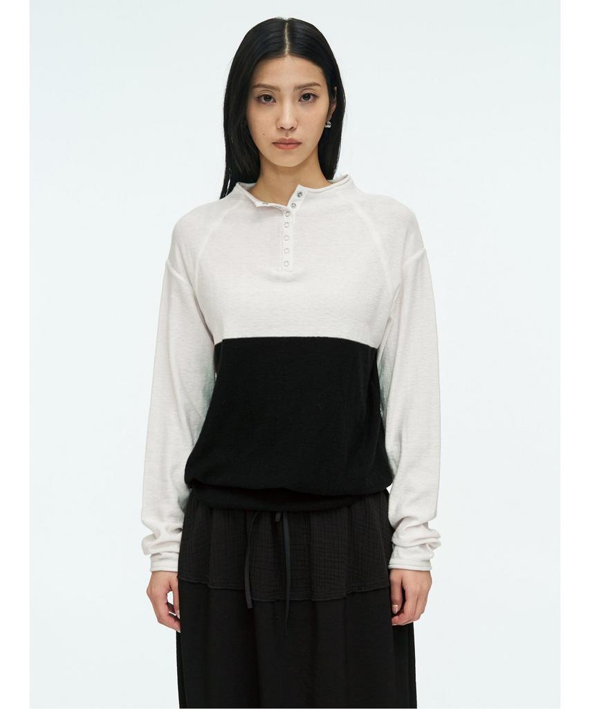 Anggae Half Neck Button Pullover Ivory
