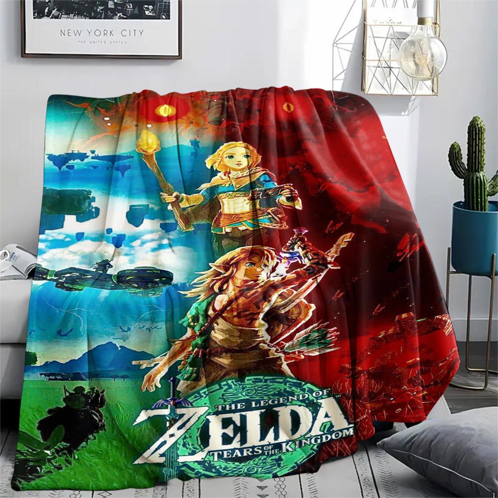 1Pc Link Zelda Print Flannel Blanket, High quality Comfortable for All Seasons, Home Decor, Warmth and Comfort, Perfect for Christmas Gifts