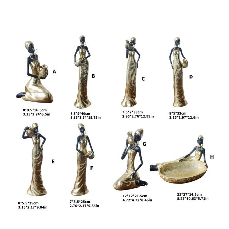 652F Resins Statue African Black Woman Figurines for Enhancing Artistic Ambiances Home
