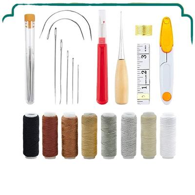 Leather Craft Hand Sewing Kit Tool Set DIY Sewing Needle Canvas Thread Blunt Pint Knit Needles Thimble Kit