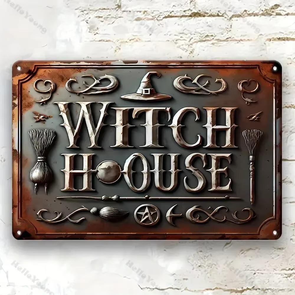 MysticEleganceDecor Vintage Witch House Iron Wall Hanging | Weatherproof, Distinctive Witchy Style, Effortless Installation