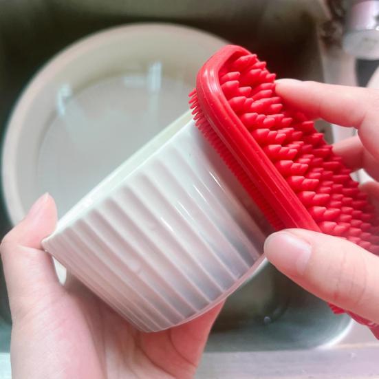 Yousheng Fruit Brush Multi Functional Double-Sided Silicone Kitchen Cleaning Brush with Hanging Loop Scrubber Integrated Scraper
