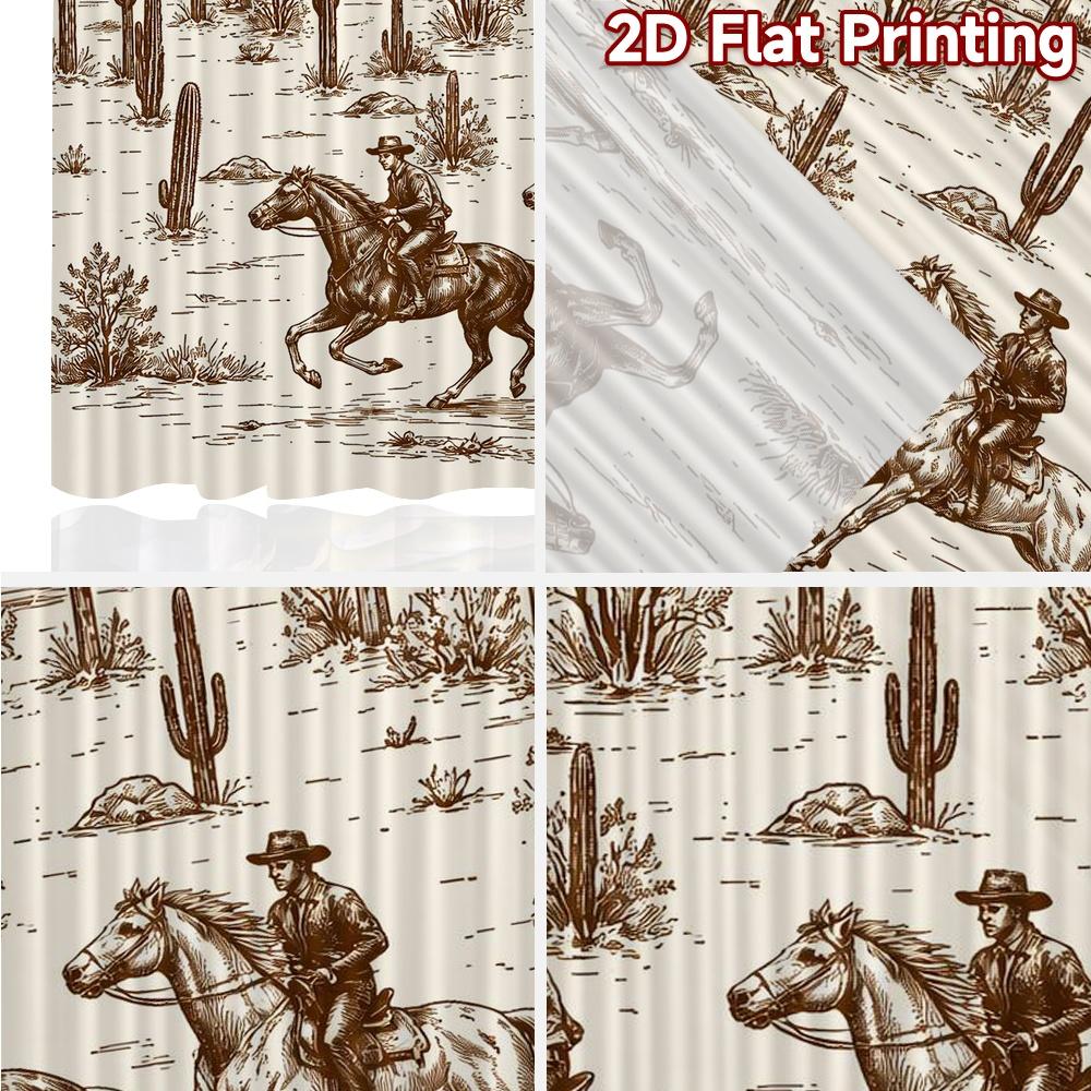 2D FLAT PRINTING 2pcs Curtains (Without Rod) Cowboys Riding in Desert Contemporary Popular Curtains Yarn Curtains Holiday
