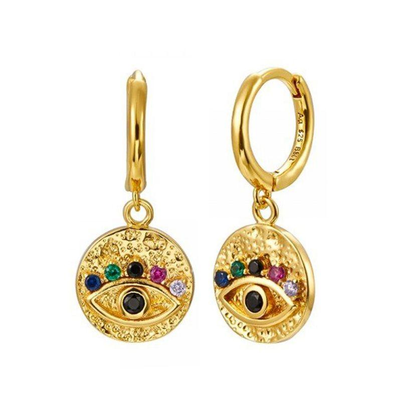 925 Silver Needle Square Pendant Hoop Earrings Vintage Gold Earrings For Women Shell Pendant Earring Fashion Jewelry Accessories