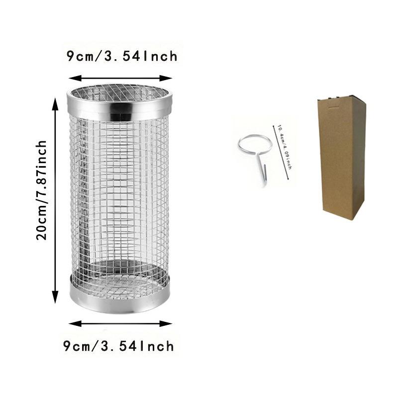Stainless Steel Grill Basket Portable Barbecue Cage Rolling Grilling Basket Useful BBQ Grill Basket Outdoor Grill Accessories