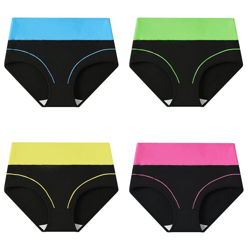 

4 шт. Женские трусики с высокой талией, формирующее тело нижнее белье, мягкие хлопковые женские трусы, тонкие дышащие трусики, большие размеры, женское нижнее белье 3XL&4pcs разноцветный