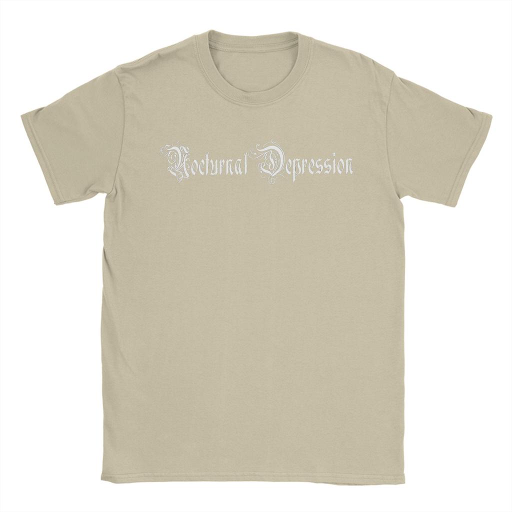 NOCTURNAL DEPRESSION Band T-Shirts for Men  Funny Pure Cotton Tees Round Neck Short Sleeve T Shirts Birthday Gift Clothes