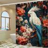 Vintage Birds In Jungle Flowers Canvas Painting Simple Bathroom Shower Curtain Partition Dry Can Be Scrubable Light Opaque Bath