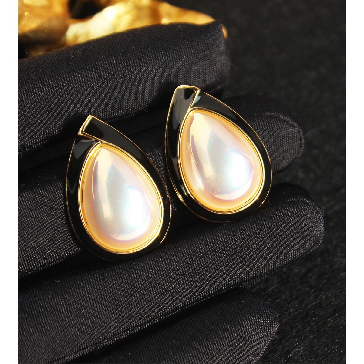 

Средневековые винтажные серьги-гвоздики премиум-класса с черной эмалью и каплями воды, изысканный дизайн, глянцевые серьги с жемчугом Mapei 364 чёрный