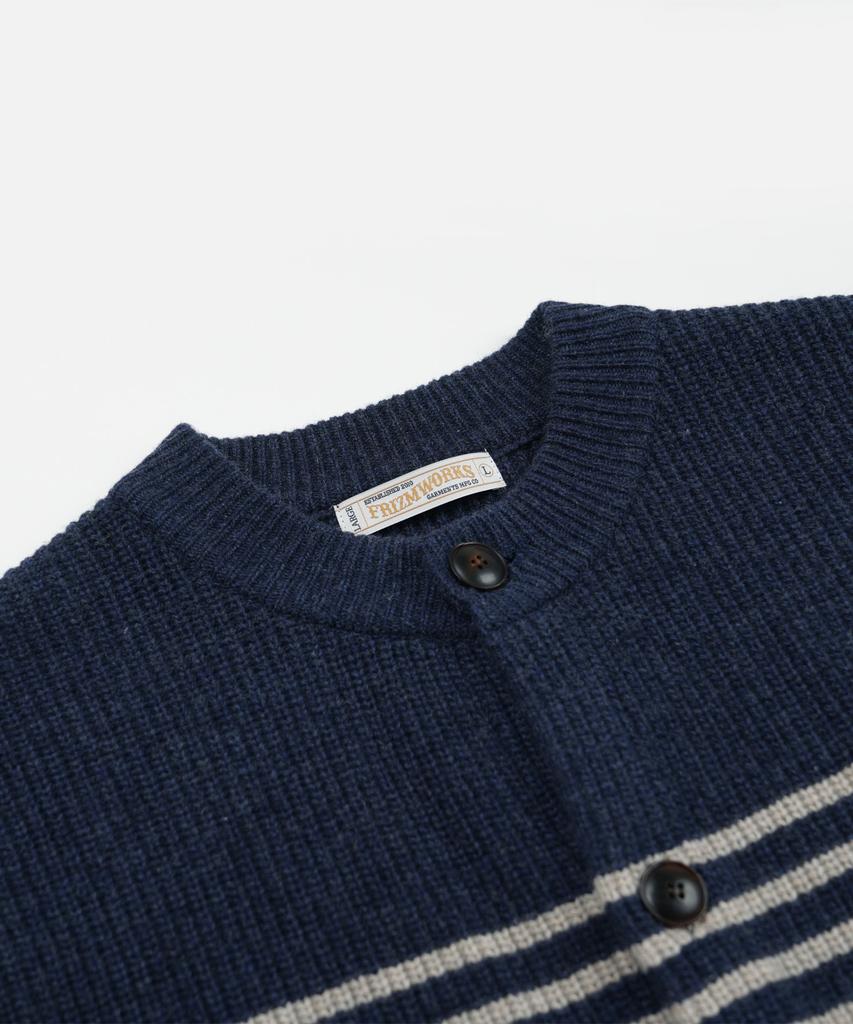 Frizmworks Wool Stripe Round Cardigan _ Navy