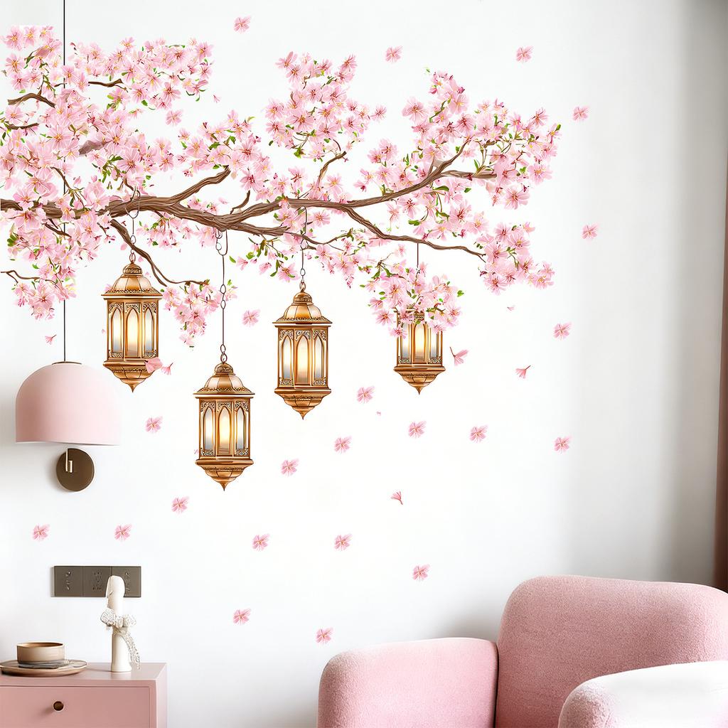 Lotus Mandala with Vintage Stars and Moon Wall Sticker Self-Adhesive Removable for Bedroom Living Room Entryway Home Decor