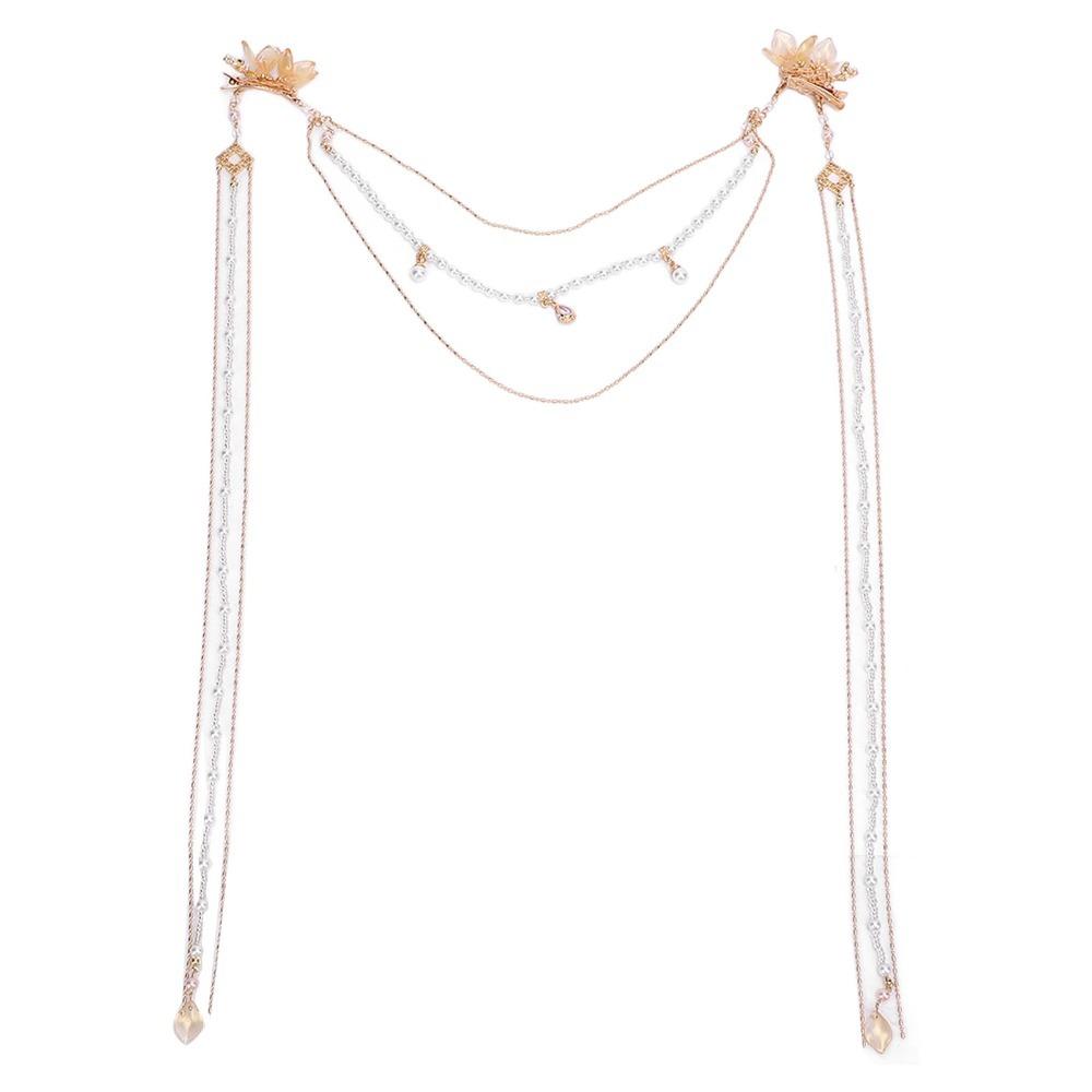 Pearl Chain Artificial Pearls Hair Clip Gold Color Tassel Hair Accessory Everyday Wear