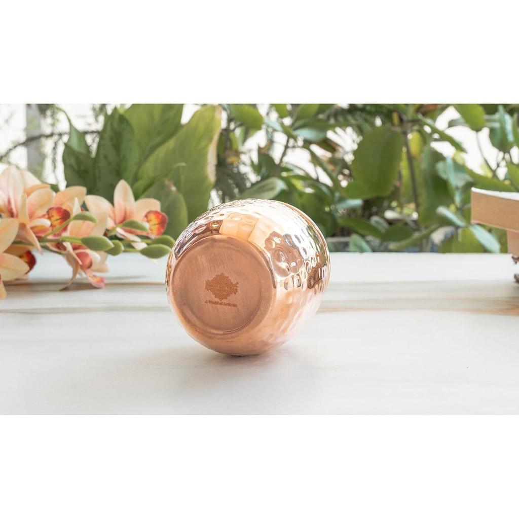 Hammered Copper Glass Tumbler, Serveware & Drinkware, Ayurveda Healing, 550 ML