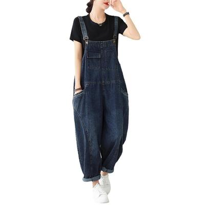 Mouhoukyo Denim Long Women's Overalls, Pants, Pants, Figure-Facing All-in-One, M-2XL (Color Shown, 2XL)