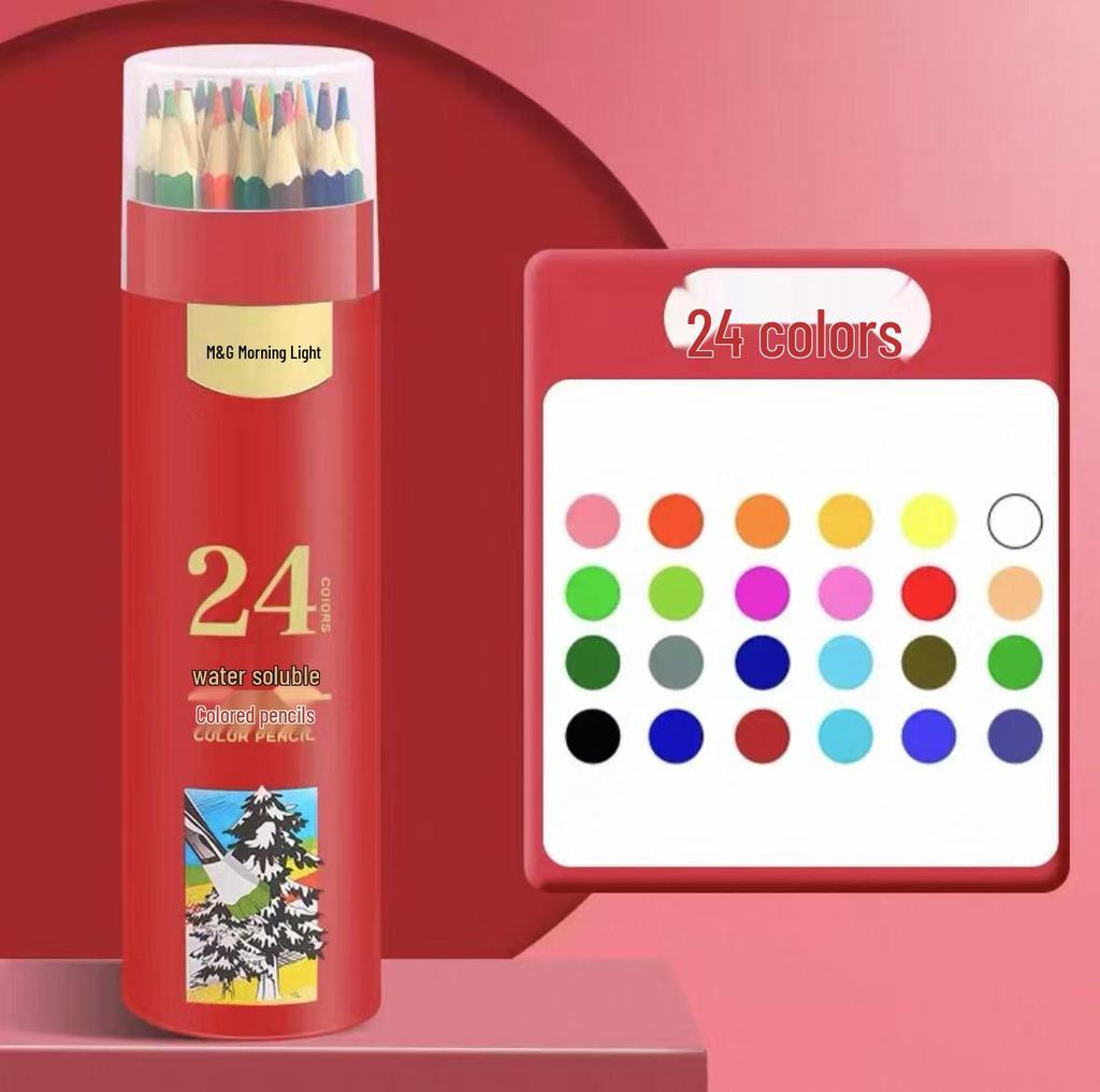 Morning Light Oil-Based & Water-Soluble Colored Pencils – 24 Erasable and 36 Hand-Painted Shades for Students