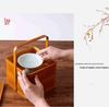 Retro Bamboo Woven Basket for Tea Set Storage | Bamboo Handle Food Container | Chinese Gongfu Tea Storage Box