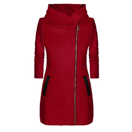 

Модная женская однотонная карманная куртка на молнии с длинным рукавом и капюшоном, верхняя одежда XL красный