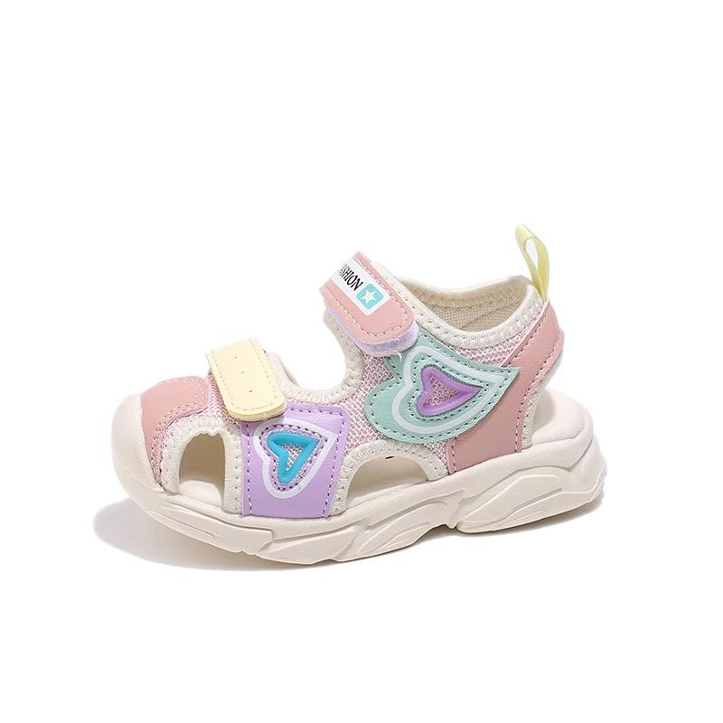 Girls Beach Shoes Fashion 2025 Summer Brand New Kids Sport Sandals with Double Hearts Classic Princess Sweet Casual Sandals Soft