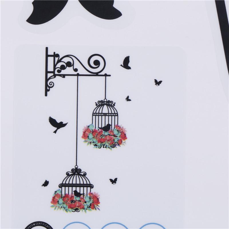 Colorful Flower Birdcage Wall Sticker Decals Flying Birds Plants Adhesive Room Wallpaper Decor